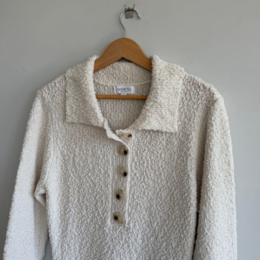 Worth Collective Collared Bell Sleeve Knit Maxi Dress White XL - Picture 8 of 10